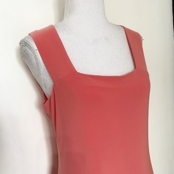 NWT JOSEPH RIBKOFF PINK SLEEVELESS SQUARE NECK STRETCH MAXI SIDE SLIT DRESS - 10 - Picture 4 of 9